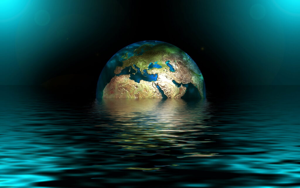 Aqua Earth: Exploring the World in a Mesmerizing 3D Aquatic Masterpiece Wallpaper