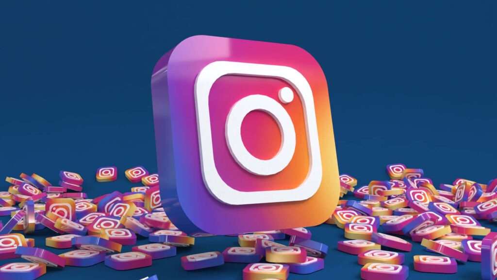 Captivating Visual: Immersive Instagram Logo with Subtle Icons - Mesmerizing Aesthetic Instagram Wallpaper