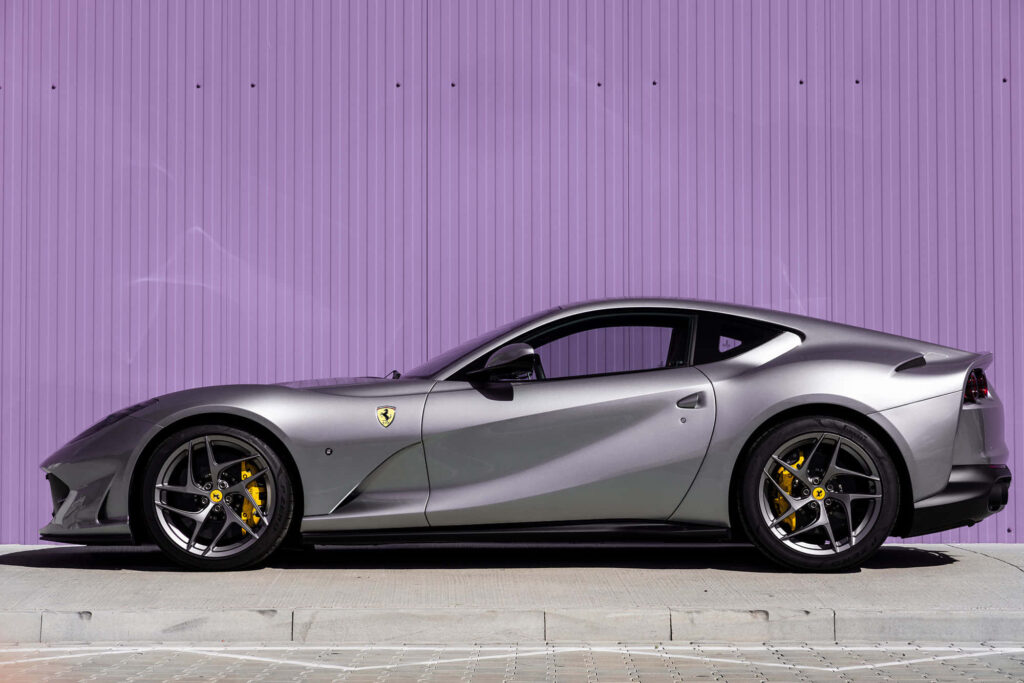 Ferrari 812 Purple Aesthetic Background Wallpaper