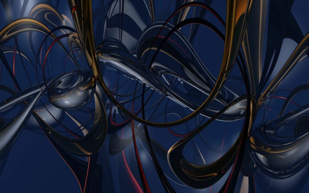Abstract Intertwining Shapes Wallpaper - Glossy Metallic Design