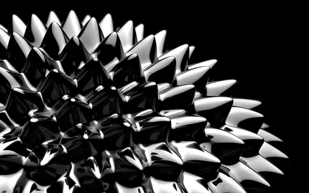 Glossy Black Abstract Wallpaper with Dynamic Spike Design