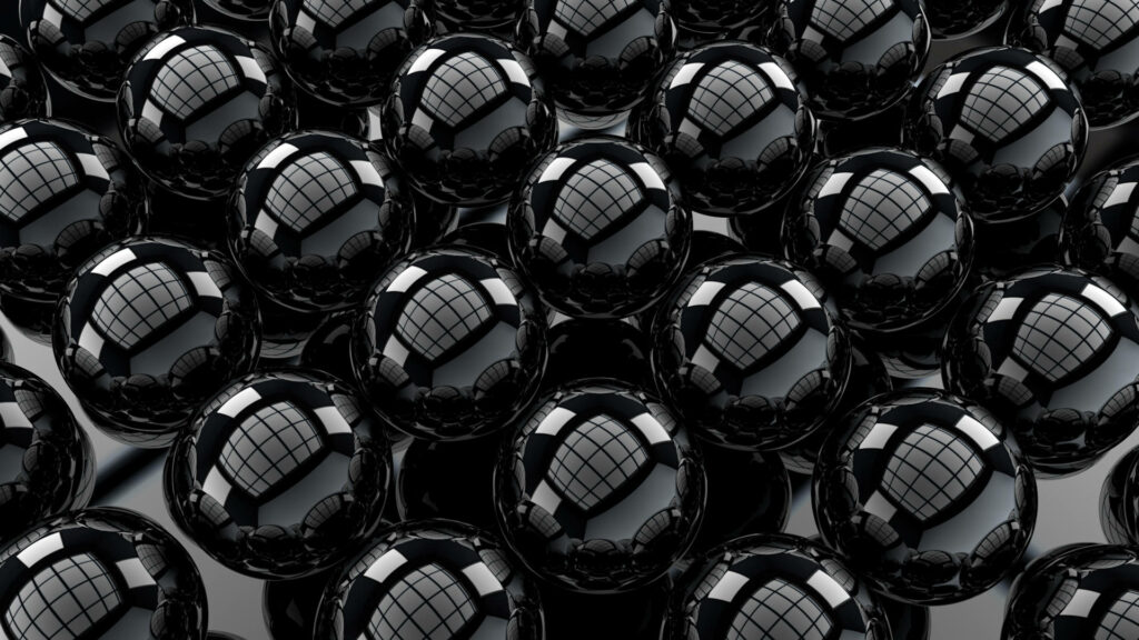Mesmerizing Black Glossy Sphere Wallpaper - Abstract Depth & Sophistication