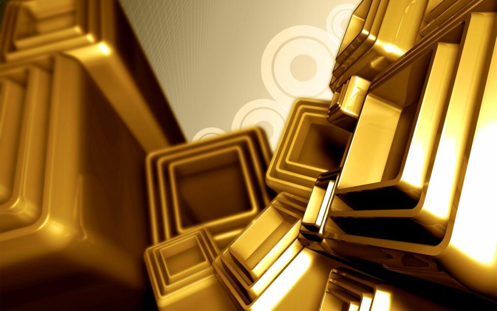 Glossy Gold Cube Wallpaper: Intricate Patterns & Depth in 1920x1200