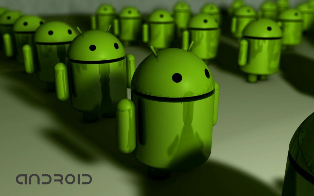 Glossy Green Android Robots - Modern Tech Wallpaper 1920x1200