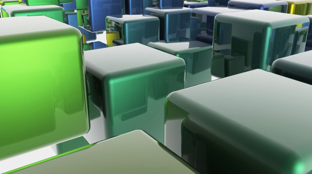 Glossy Green & Blue Geometric Cube Wallpaper - 1934x1080 Background