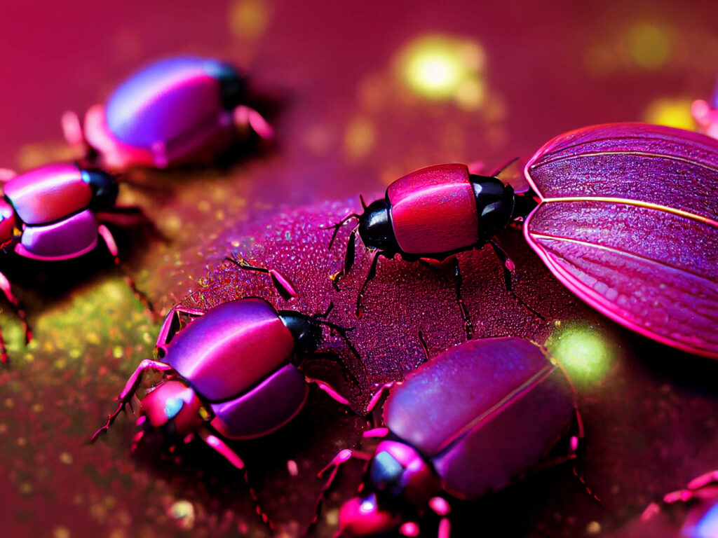 Glossy Magenta Insects Wallpaper: Vibrant Close-Up Background