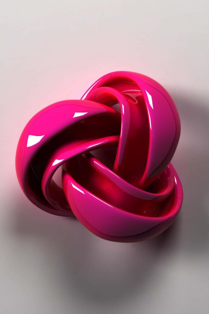 Glossy Pink 3D Knot Abstract Wallpaper on Neutral Background