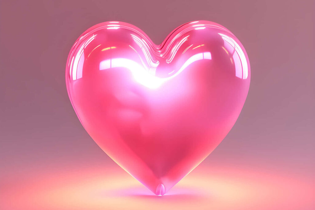 Charming Glossy Pink Heart Wallpaper with Radiant Glow