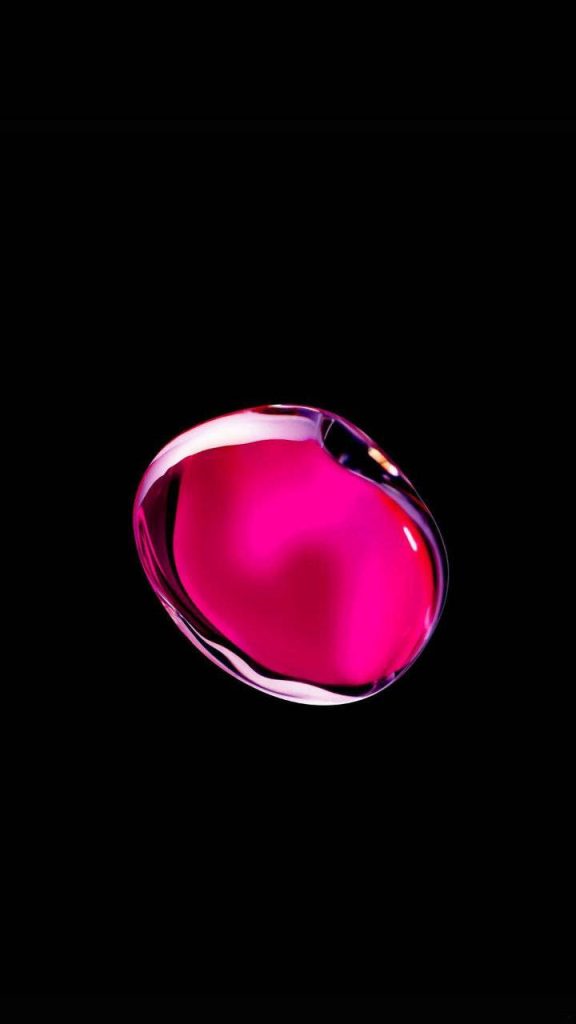 Vibrant glossy raspberry red sphere on black background iPhone 7 abstract wallpaper design