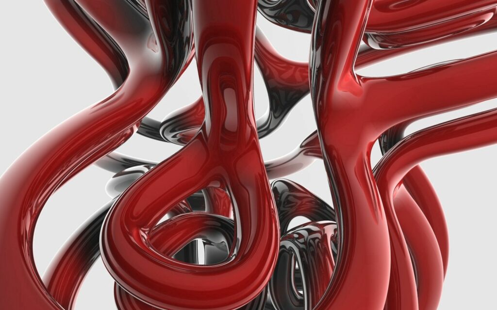 Glossy Red Metallic Shapes Abstract Wallpaper - 1680x1050