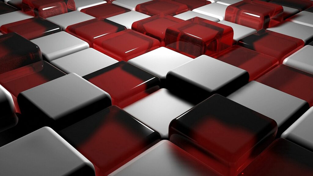 3D Geometric Red & Grey Cube Wallpaper - Modern Desktop Background 1920x1080