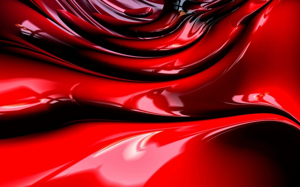 The Dazzling Crimson Symphony: A Radiant 3D Abstract Waves Wallpaper in Glossy Splendor