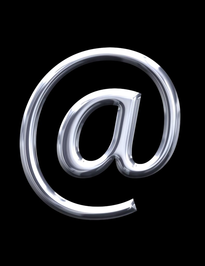 Glossy silver email symbol on black background modern digital communication wallpaper