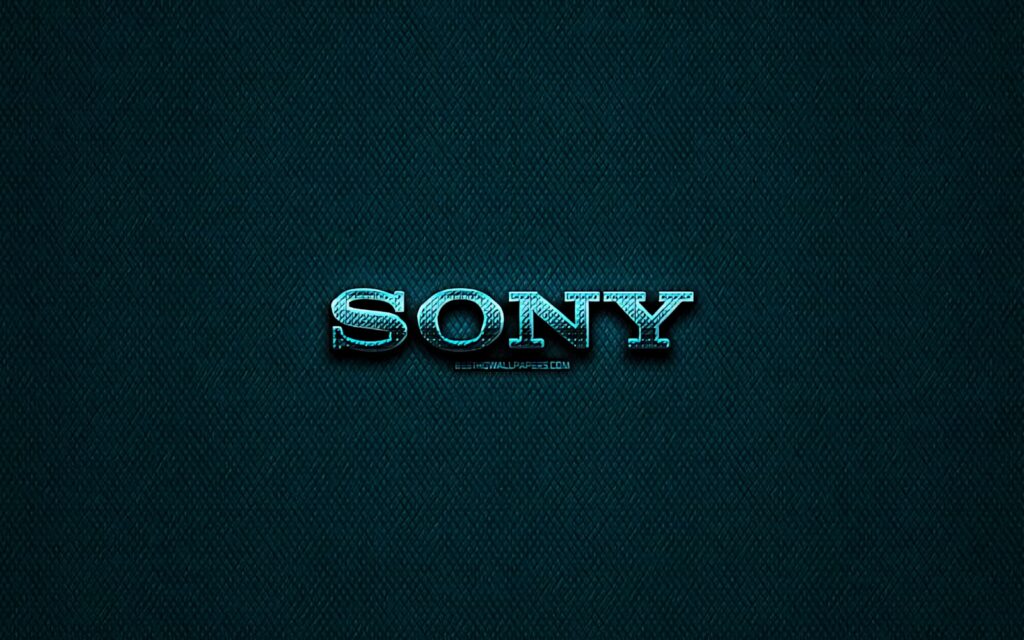 Metallic Sony Logo Wallpaper on Textured Dark Green Background