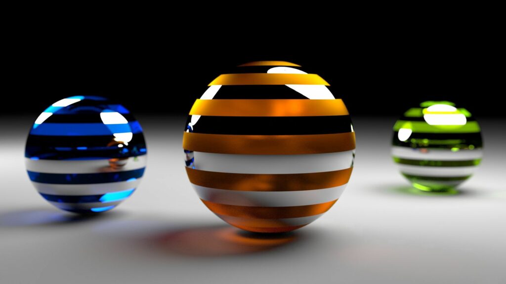 Vibrant Striped Spheres Wallpaper: High-Quality 1920x1080 Background