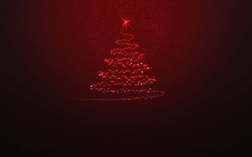 Minimalist Red Lights Christmas Tree Wallpaper for Festive Ambiance