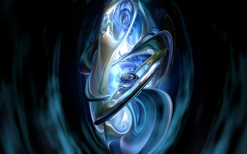 3D Abstract Wallpaper: Glowing Swirls in Dark Space - 1920x1200