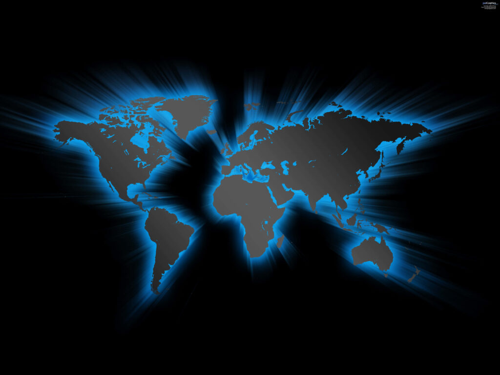 Stunning 3D World Map Wallpaper with Futuristic Blue Glow