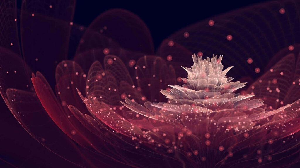 Glowing Abstract Floral Wallpaper with Ethereal Red & Pink Petals
