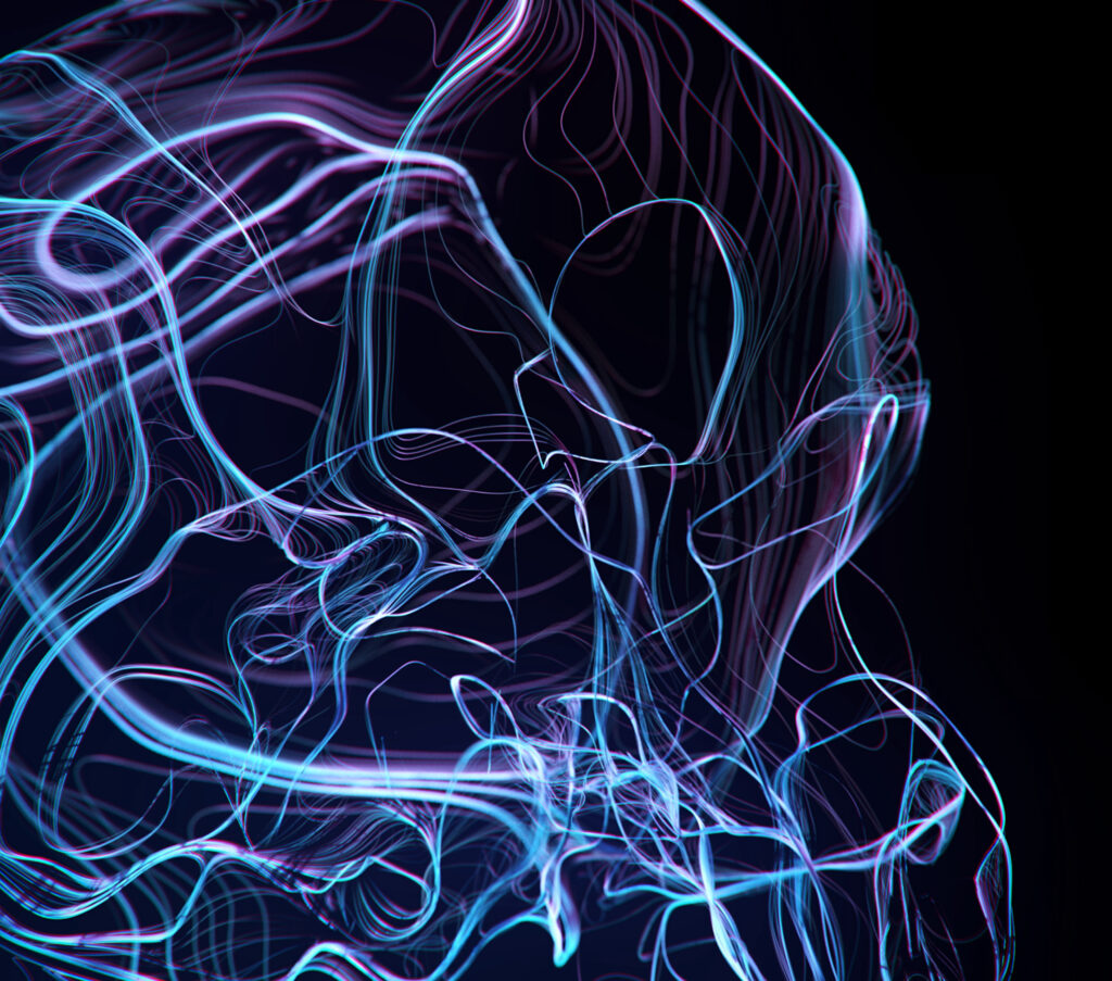 Glowing Abstract Wallpaper: Tangled Threads on Dark Background 3673x3240
