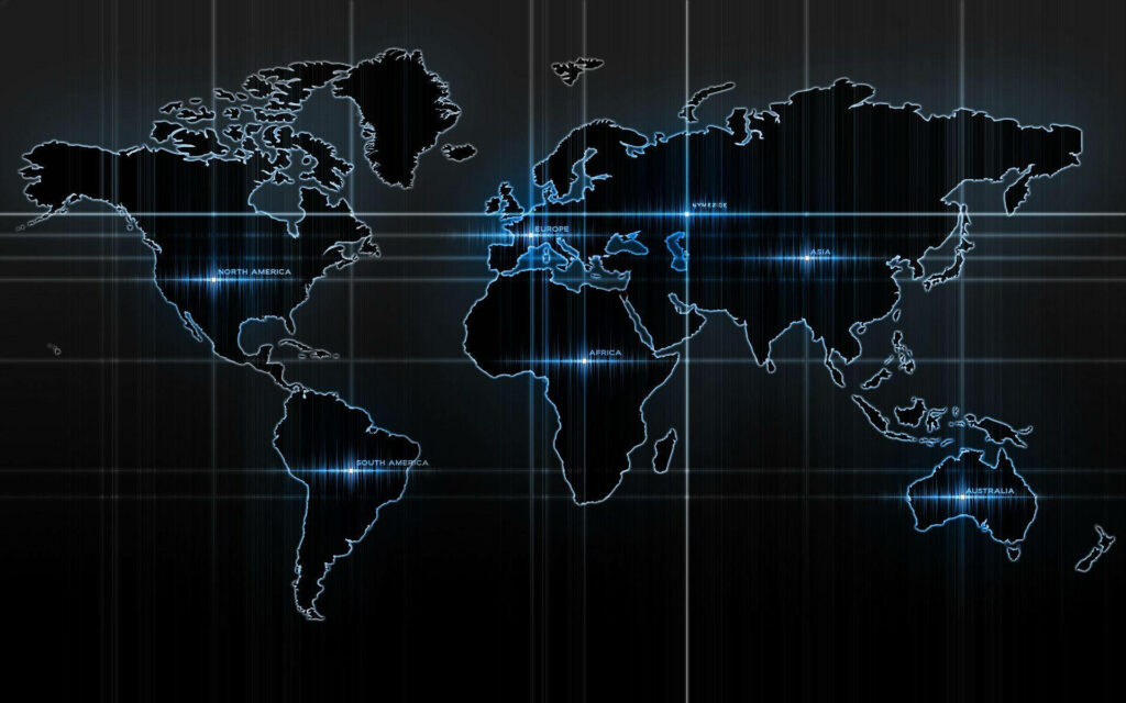 Global Illumination: A 3D World Map Android Wallpaper with Blue Glowing Lines