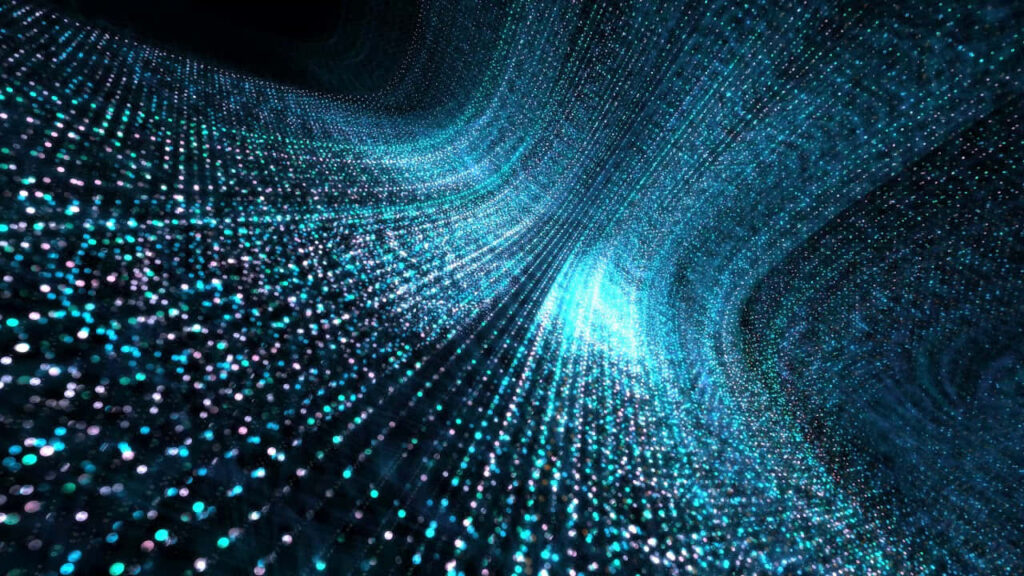 Mesmerizing Blue Dots Wallpaper: Dynamic Flow on Dark Background