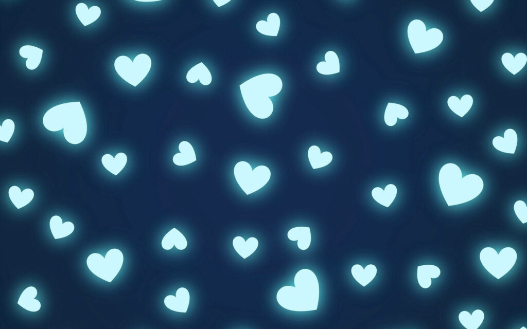 Glowing Blue Hearts Wallpaper: Romantic Dark Background Decor