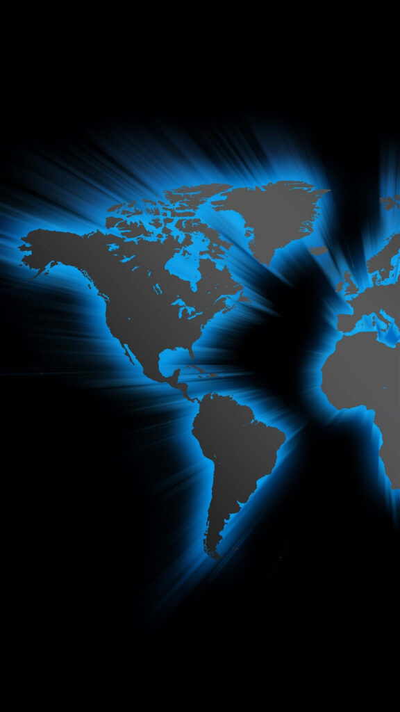 Glowing Blue World Map Wallpaper for Galaxy Note 4 - Minimalist Design