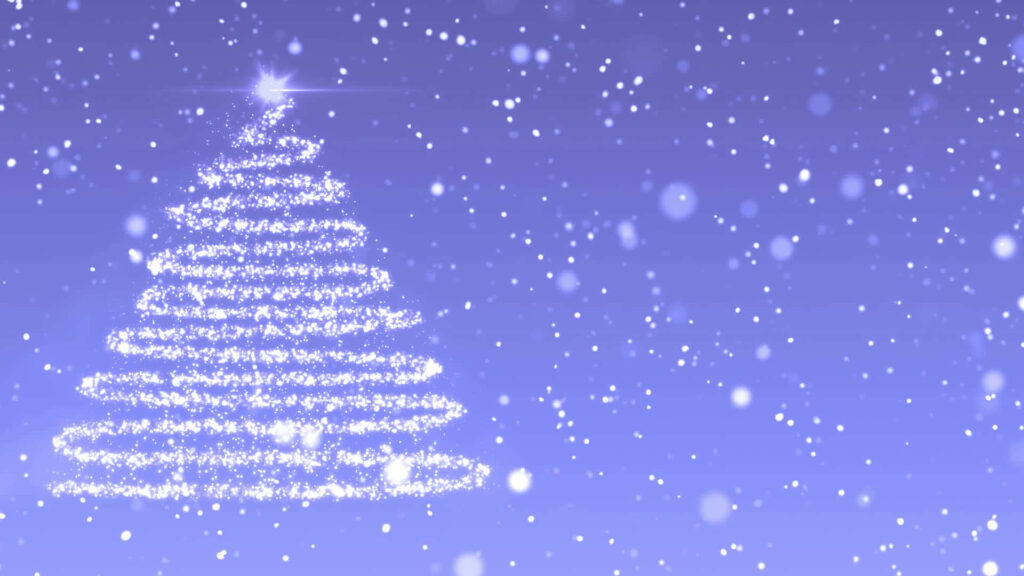 Glowing Christmas Tree Wallpaper: Lavender Background & Snowflakes