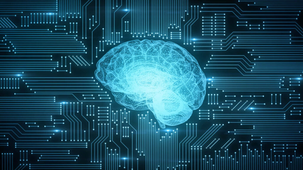 Glowing Digital Brain & Circuitry: Tech Advancements Wallpaper