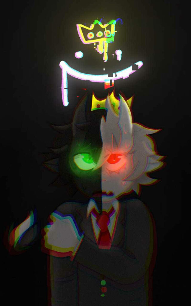 Glowing with Mystery: Ranboo's Enigma Illuminated by Neon Lights Wallpaper