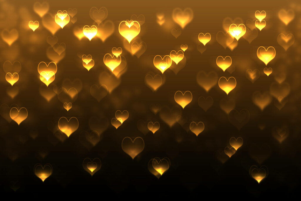 Glowing Golden Heart Wallpaper: Romantic Glass-Like Background