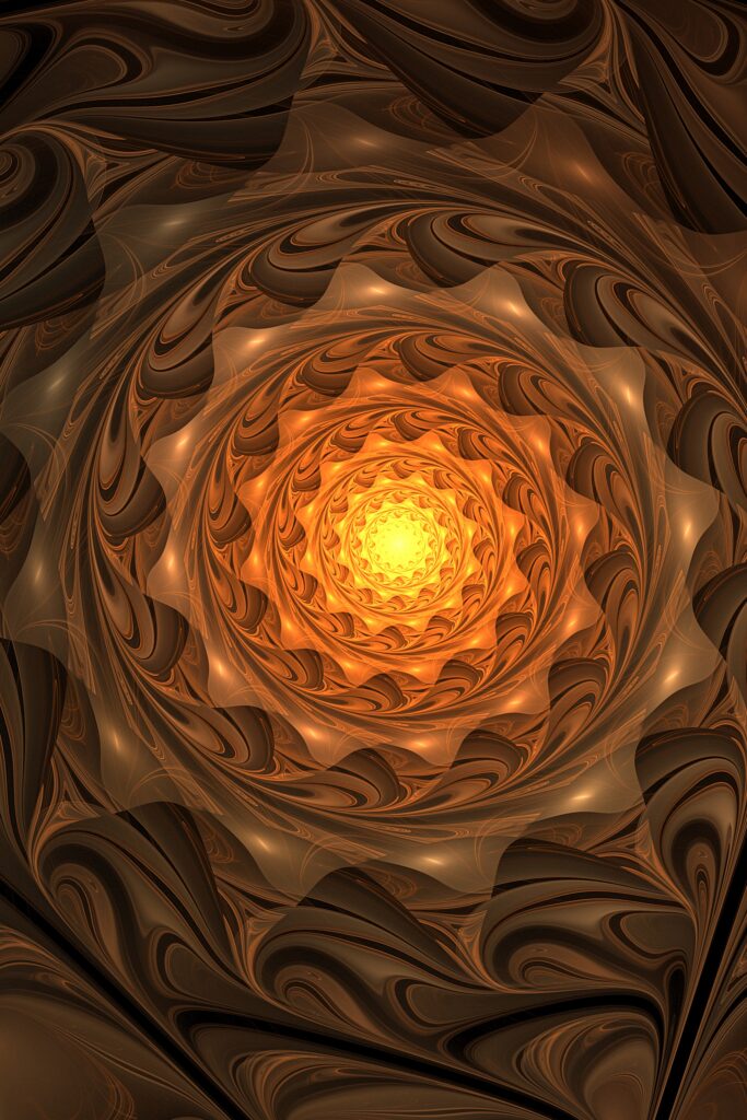 Glowing Golden Spiral Fractal Wallpaper - Captivating Abstract Design