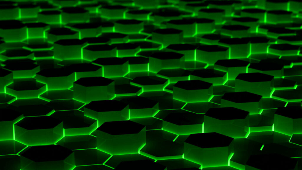 Futuristic Green Hexagon Wallpaper - Glowing Abstract Background