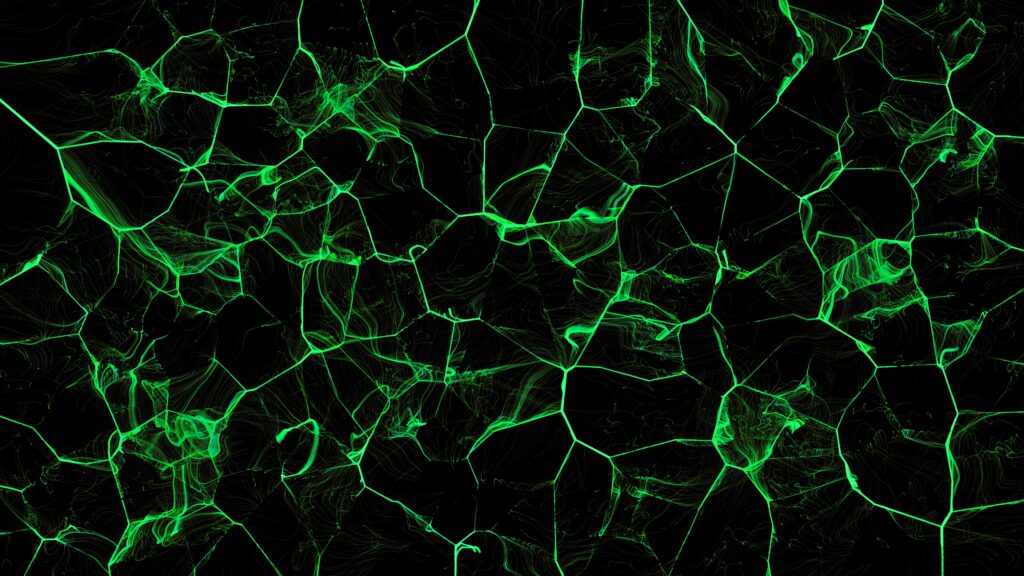 Intricate Green Lines Wallpaper - Abstract Design on Black Background