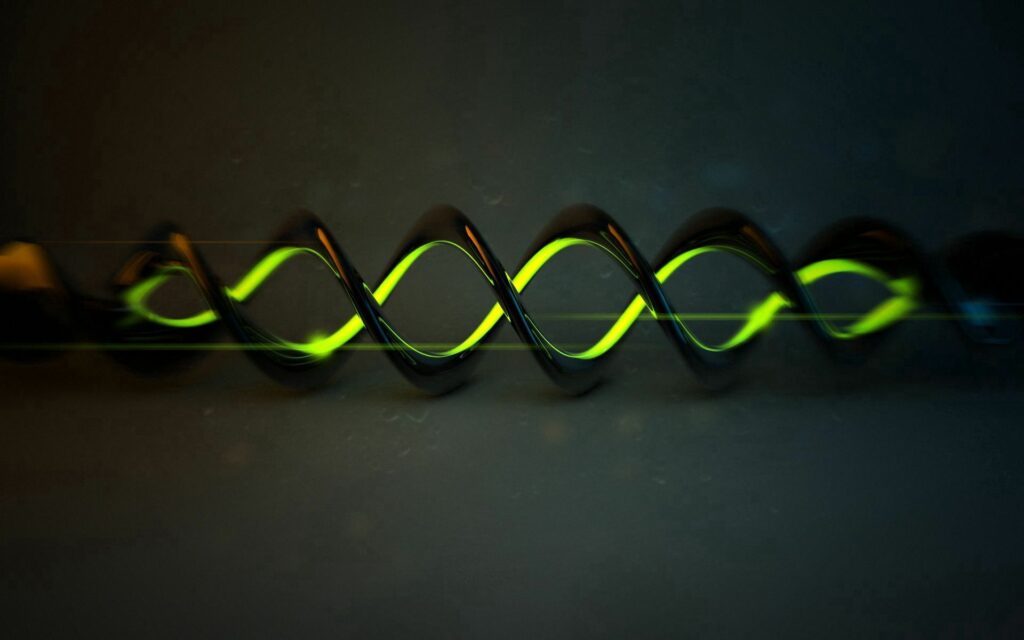 Glowing Green Spiral Light Pattern Wallpaper - Modern Dark Background