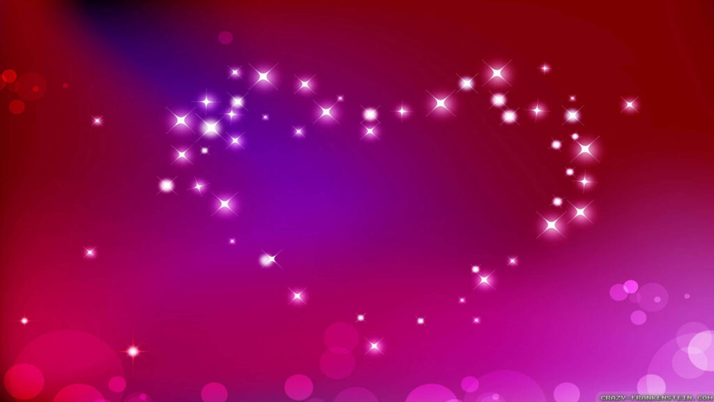 Dreamy Heart-Shaped Glow Design on Red-Purple Gradient Wallpaper