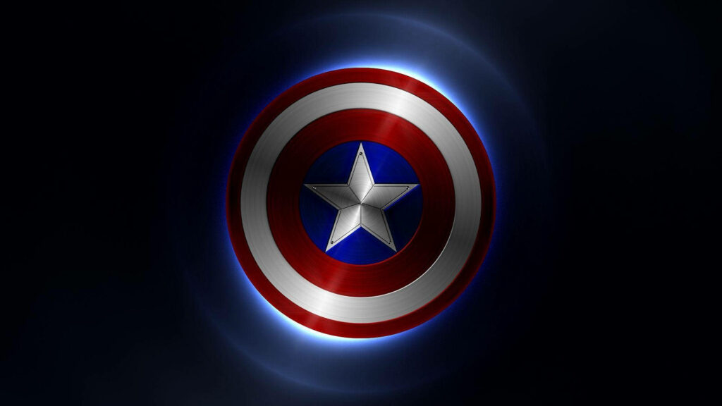 The Glowing Symbol of Heroic Justice - Captivating Captain America Background Photo Wallpaper