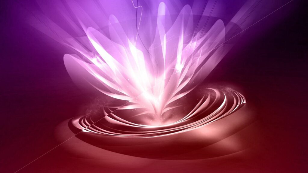 Glowing Ethereal Lily Flower Wallpaper in Purple and Red Gradient