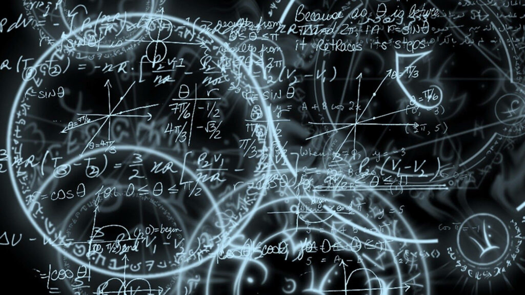 Glowing Mathematical Equations Wallpaper: Striking 3D Design