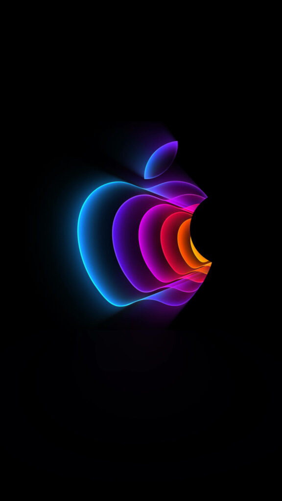 Vibrant Neon Apple Logo Embraces the Darkness in Stunning 4K HD Mobile Wallpaper