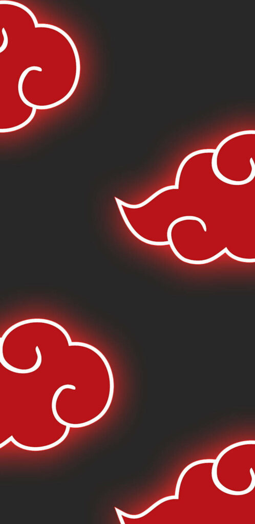 Akatsuki: Glowing Crimson Clouds on a Noir Canvas Wallpaper