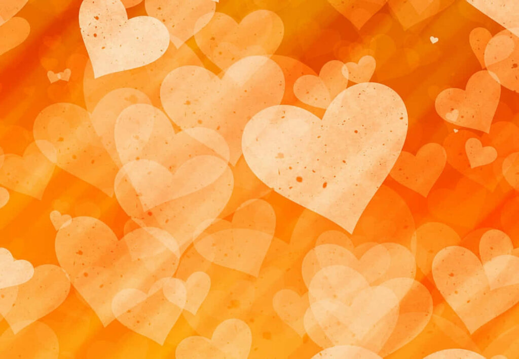 Vibrant Orange Hearts Wallpaper: Romantic Glow on Dark Background