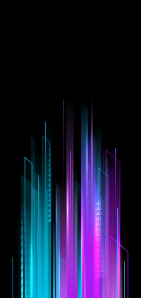 Glowing Patterns: A Striking Neon Effect on a Dark Background - A HD Phone Wallpaper with a Punch Hole