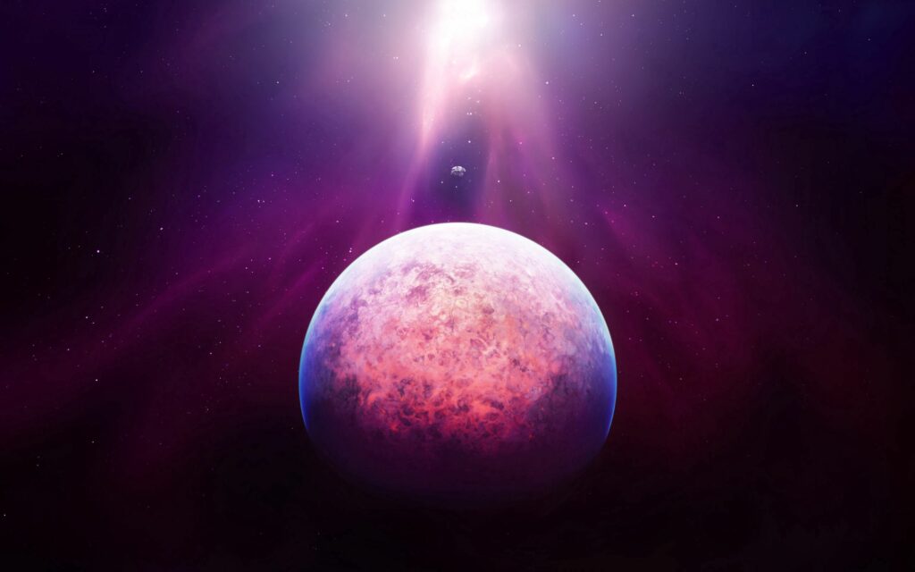 Vibrant Cosmic Wallpaper: Glowing Planet in Space Background