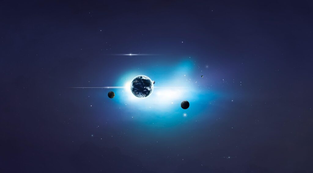 Glowing Planetary Wallpaper: Serene Cosmic Scene with Stars