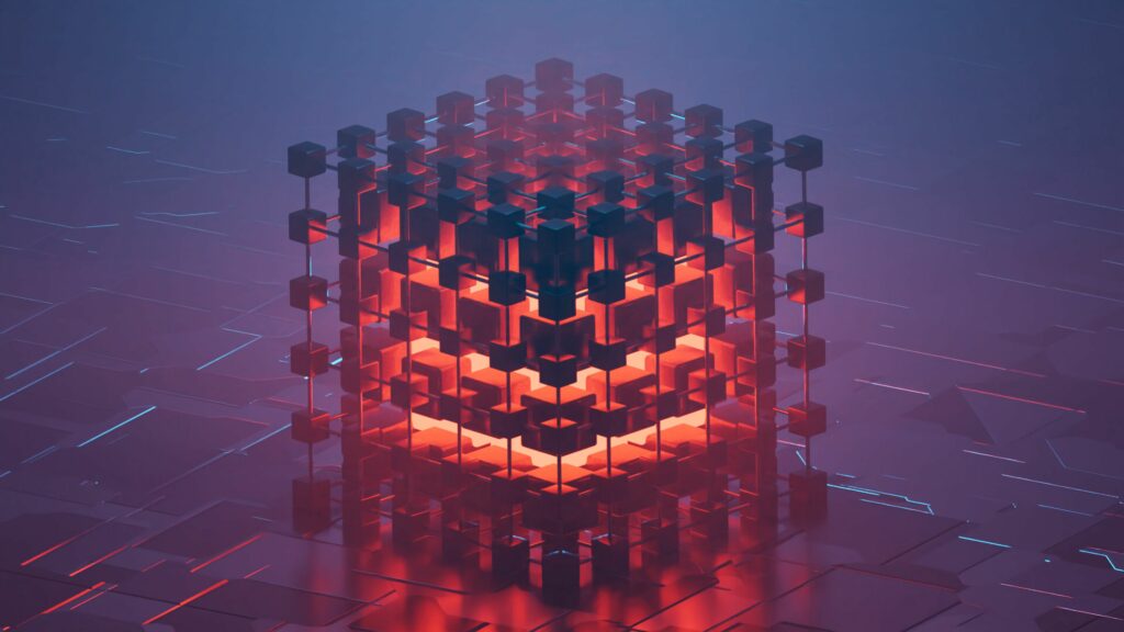 Futuristic Red Cube Geometric Wallpaper - High-Res Digital Art