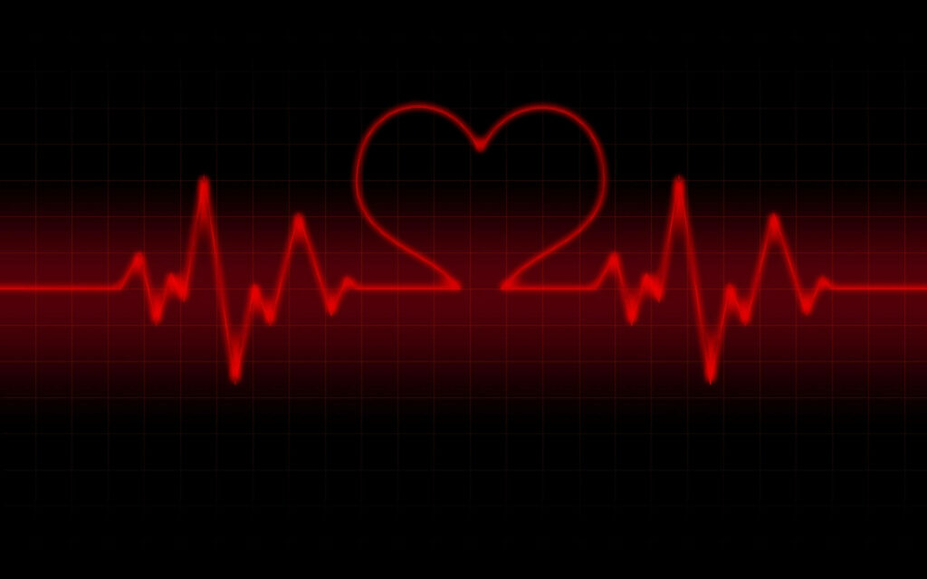 Glowing Red Heart & Pulsating Line: Passionate Wallpaper Background