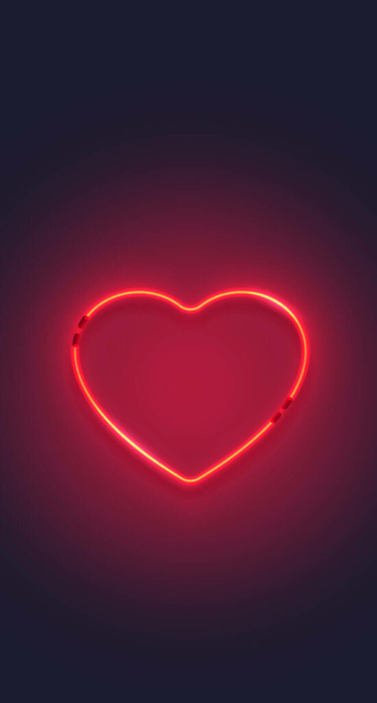 Glowing Red Heart Neon Wallpaper: Aesthetic Dark Background
