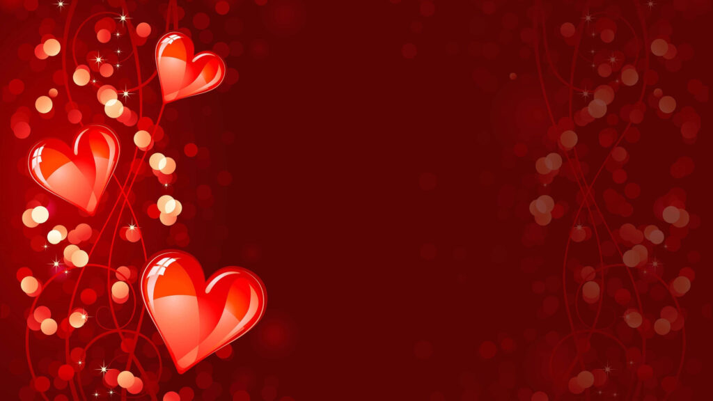 Elegant Red Hearts Wallpaper with Sparkling Bokeh Background